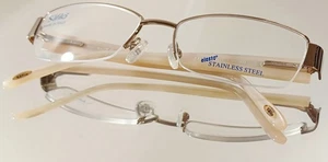 Gafas SAFILO ELASTA 4821 0JSD ORO CLARO/MARFIL Nuevas Semirimless 53-17 Italia - Imagen 1 de 14
