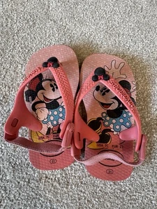 Havaianas Baby Girl Mickey & Minnie Mouse Flip Flops Size 21 - Foto 1 di 3