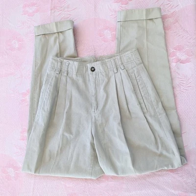 Vintage 90s Khaki Pleated Pants High Waist Trousers Women's Size Petite 4 25" - Image 1 of 4