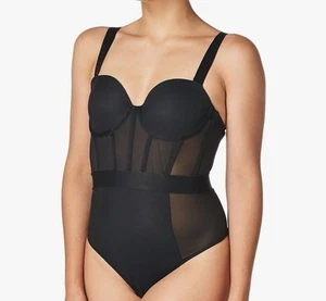 DKNY Women’s Sheer Black Bodysuit/ Strapless In Size 36 B/Nwt - Picture 1 of 3
