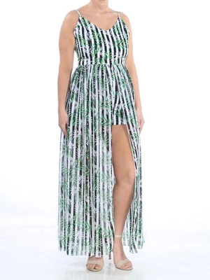 XOXO Womens Green Maxi Printed Spaghetti Strap V Neck Formal Romper Juniors S - Image 1 of 4