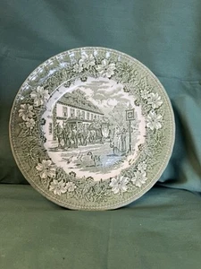 Vintage Royal Tudor Ware Staffordshire 1828 Green 10” dia. Plates Set of 4 - Picture 1 of 6