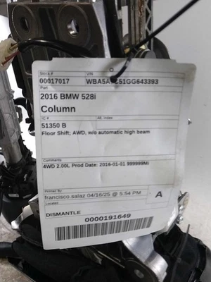 Steering Column Floor Shift Electric Adjustment Fits 10-17 BMW 550i GT 435157 - Imagem 1 de 3