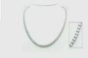 18Ct Round Moissanite Women's Tennis Necklace 14K White Gold Plated - Picture 1 of 5