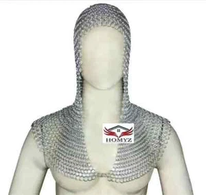 ChainMail Chain mail Coif - 10mm Neck Chainmail Hood -Medieval Chainmail Armor - Picture 1 of 3