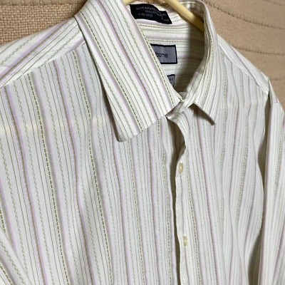 Camisa Claiborne Hombres Extra Grande Crema Carrera Elegante Baile Geo Estampado Rayas Rancho Foto 1 de 4