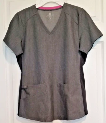 MED COUTURE 灰色磨砂上衣针织侧面板 V 领口袋女式 S 码全新带标签 — 第 1/4 张图片