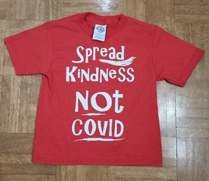 Kids Unisex Red Short Sleeve T-Shirt "Spread Kindness Not C*vid" Size 3T ~NEW~ - Picture 1 of 4