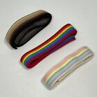 Elastic For Belts Lot of 3 Pastel Rainbow Brown Stripes 32 inches Each Vintage