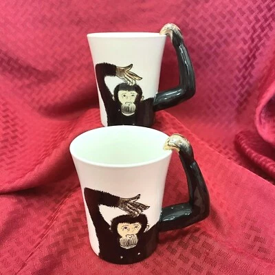 PIER 1 MONKEY MUGS 14433 - SET OF 2 - Image 1 of 4