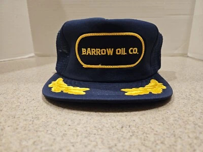 De colección Barrow Oil Co. Sombrero de Malla Azul Snapback con Hoja Dorada Camionero Cuello Áspero  Foto 1 de 4