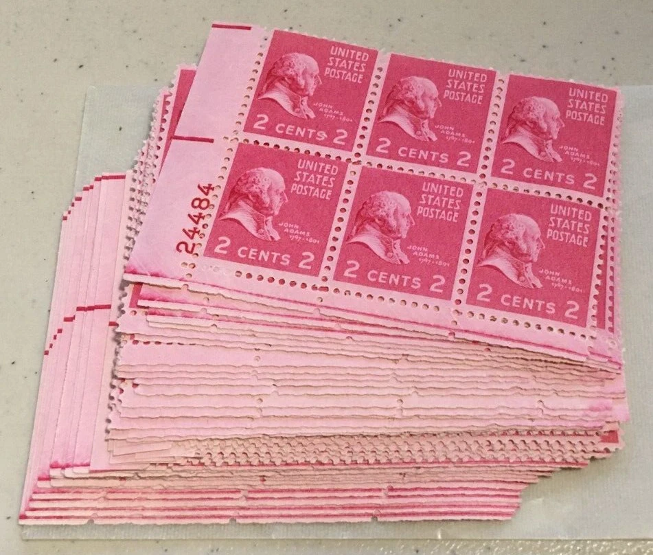 A group of 35 #806 2 Cent John Adams blocks of 6 with # Mint NH OG - Image 1 of 1