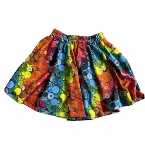 NWT Terez Zara Girls Button Pattern Colorful Skater Skirt Size XL Elastic Waist - Picture 1 of 7
