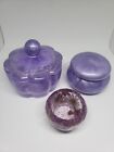Purple Two Trinket Boxes And A Small Vase Set
