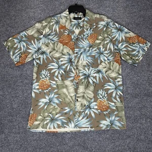 Van Heusen Hawaiian Shirt Mens M Floral Silk Short Sleeve Pocket Casual Adult - Picture 1 of 7