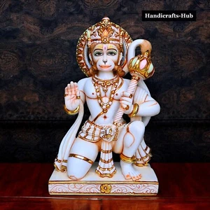Statua Lord Hanuman 15" marmo coltivato fatto a mano scimmia Hanuman dio idolo tempio - Foto 1 di 7