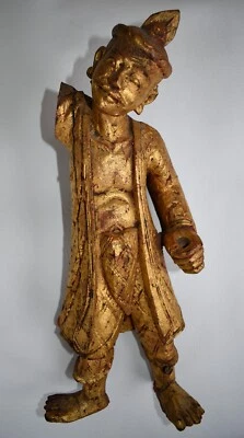 Antique 19th Century Burmese Nat / Male Wood Figure (Myanmar) - Image 1 of 4