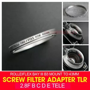 Rolleiflex Bay III B3 Mount to 43mm Screw Filter Adapter TLR Camera Lens Filter - Picture 1 of 12