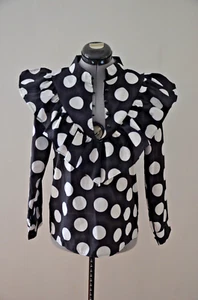 To My Lovers Women's Black Long Sleeve Blouse size M, top with Polka Dots - Picture 1 of 4