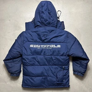 Youth SouthPole Puffer Jacket Cargo Pockets Navy Blue Goose Down Kids M / 12-14 - Picture 1 of 8