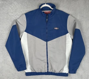 Chaqueta deportiva Bobson cremallera completa para hombre azul gris forrada hecha en Japón nueva sin etiquetas rara - Imagen 1 de 10