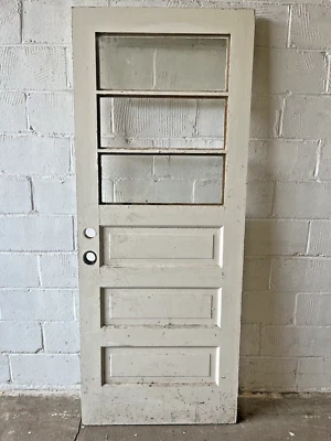 PUERTA DE ENTRADA Antigua Años 1900 Vidrio Original Estilo Artesano Panel Elevado Abeto ORNATADO Foto 1 de 4