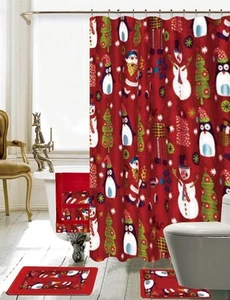 18 Piece Season's Greetings Merry Christmas Bath Set Made with 100% Polyester. - Picture 1 of 1