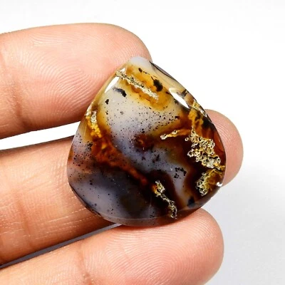 Stick Agate Pseudomorph Cabochon Heart Shape Loose Natural Gemstone 28 Cts #8235 - Image 1 of 4