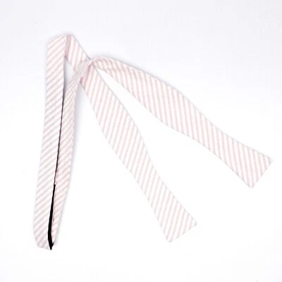 Pajarita Gladson Para Hombres Seersucker Rosa Claro Blanco Rayas Algodón Italia Foto 1 de 3