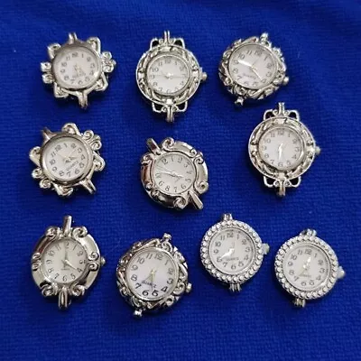 10PCS Mixed Silver Tone Quartz Watch Faces Charms Links Lots for Jewelry Making - Image 1 of 4