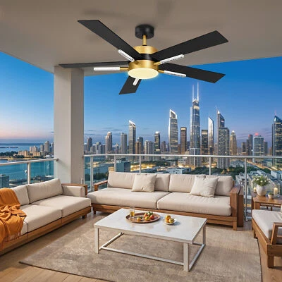 60" Luxe Ceiling Fan Crystal Rod Light Remote Control Reversible Quiet Motor - Image 1 of 4