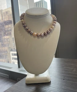 Multi Color Edison Freshwater Pearls. 10x12mm. 17” 14 K Gold Clasp - Picture 1 of 10