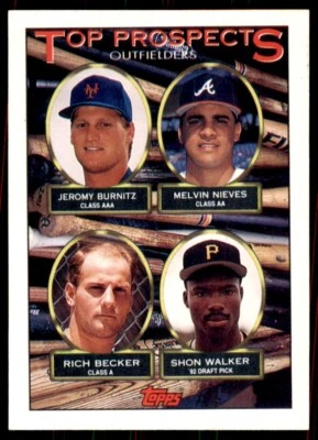 1993 Topps Jeromy Burnitz/Melvin Nieves/Rich Becker/Shon Walker Baseball Cards - Image 1 of 2