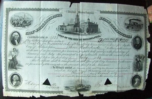 Loan of City of Philadelphia, PENNSYLVANIA $300 bond #18022 dated 1885 - Picture 1 of 2
