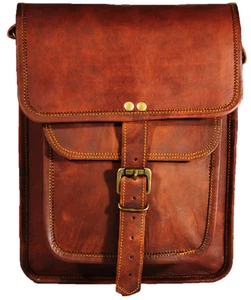 Handgefertigte Kuriertasche aus Ziegenleder Umhängetasche Vintage echt braun Tasche - Bild 1 von 3