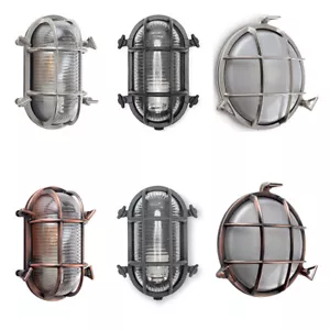 Metal Outdoor Wall Light Polished Aluminium Outside Garden Bulkhead LED Bulb - Picture 1 of 43
