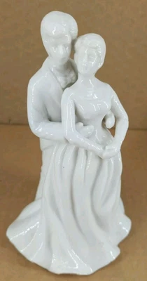 Porcelain Bride & Groom First Dance Wedding Cake Topper Keepsake Figurine 6"READ - Image 1 of 4