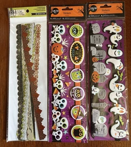 Lot Of 3 - Halloween Dimensional Sticker Borders - New In Package - Picture 1 of 6