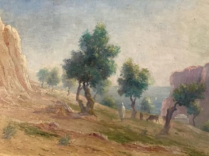 Peinture Huile Sur Toile A Identifier Orientaliste 1920 Orientalisme Chèvre Art - Imagen 1 de 11