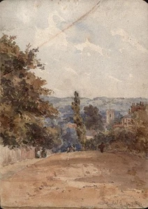 Antique Watercolour Painting - Church In Landscape - 1891 - 19th Century - Picture 1 of 4