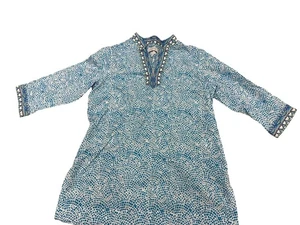 Foxcroft For Appleseeds Womens 6 Petite Tunic Bright Turquoise Colorful Longline - Picture 1 of 6
