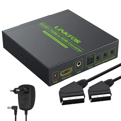 LiNKFOR Convertitore Scart a HDMI 720p/1080p con 1.5m Cavo SCART HDMI a Hdmi - Immagine 1 di 4