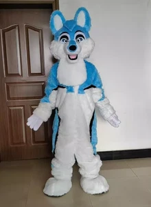 Long Fur Husky Dog Fox Mascot Costume Fursuit Halloween Suit Cosplay @1165 - Picture 1 of 3