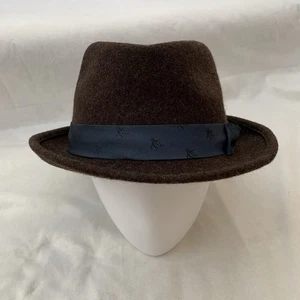 Sombrero Trilby Fedora Original Penguin Para Hombres Marrón Cuadros 100% Mezcla Lana Talla L/Xl - Imagen 1 de 21