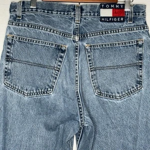 Pantalones de mezclilla Tommy Hilfiger Freedom 2000 de colección bandera grande para hombre 34x30 Y2K relajados hechos en EE. UU. - Imagen 1 de 10
