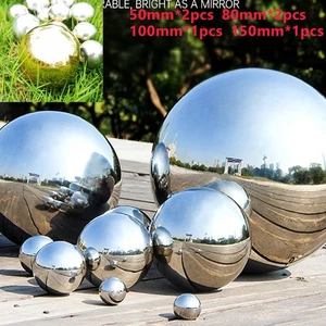 6 PCS Stainless Steel Mirror Sphere Gazing Ball Ornament Decor Outdoors Garden - Picture 1 of 11