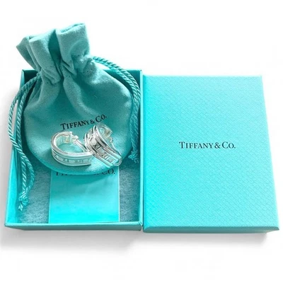 Tiffany & Co. Atlas Roman Numerals Hoop Omega Back Earrings SV925 Auth w/Box - Image 1 of 4