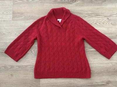 Suéter Coldwater Creek para mujer pequeño rojo chal cuello mezcla de lana pulóver tejido Foto 1 de 4