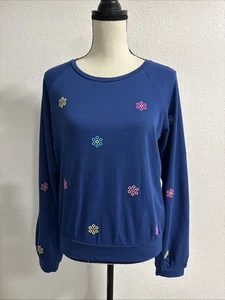 Lilly Pulitzer Landyn Embroidered Floral Ditsy Daisy Sweatshirt Blue Gr. S - Bild 1 von 9