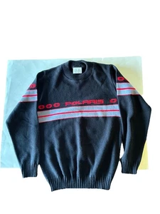 POLARIS SNOWMOBILES MEN'S MEDIUM VINTAGE BLACK/GRAY/Red CREWNECK SWEATER - Picture 1 of 8